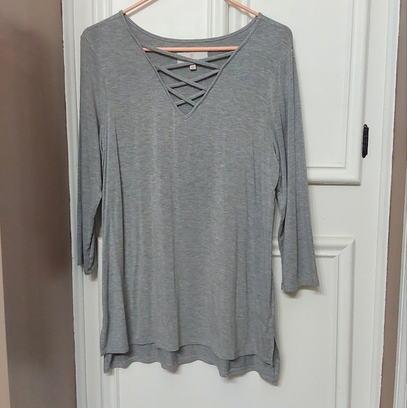 LAURIE FELT Knit Top with Lace Up Neckline - Picture 2 of 3